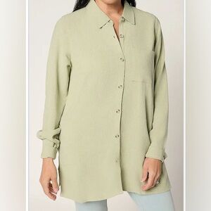 NWT Belle by Kim Gravel Riviera Linen Button Up Big Shirt Desert Sage size Med